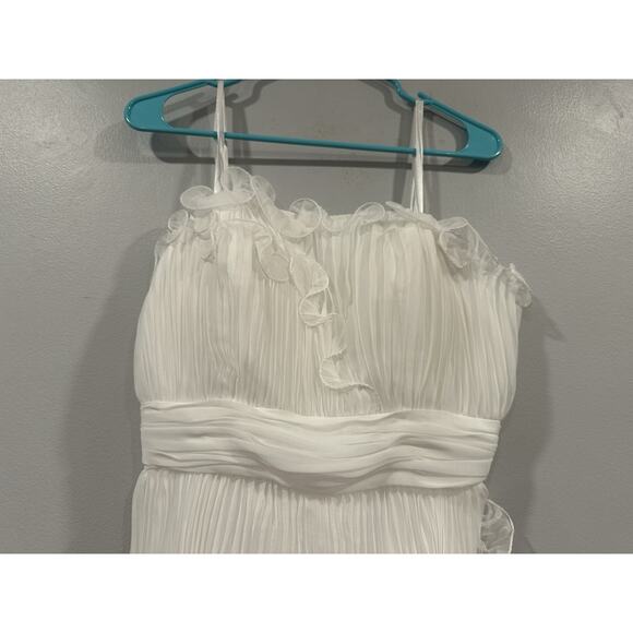 Mac Duggal 49537 White Pleated Tiered Ruffled Strapless Gown Sz 8 - Picture 5 of 9